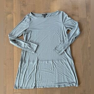 Eileen Fisher Grey Blue Tunic Style Shirt Top